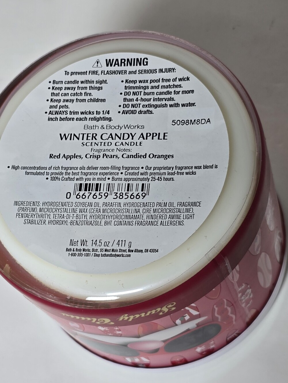 Bath & Body Works Winter Candy Apple Sandy Claus 3 Wick Candle NWT - Picture 6 of 6